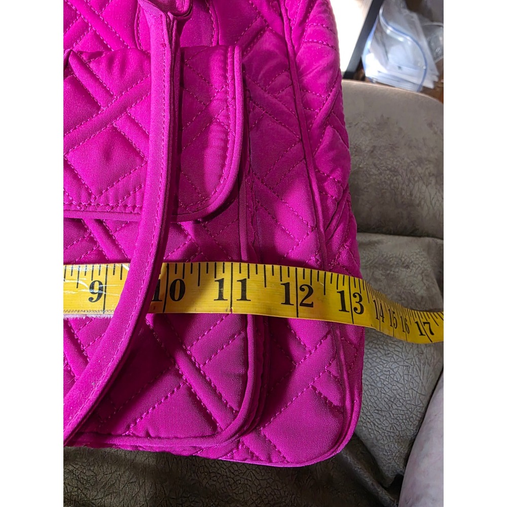 Vera Bradley Magenta Pink Quilted Microfiber Shoulder Bag Turn Lock Handbag - Picture 8 of 10